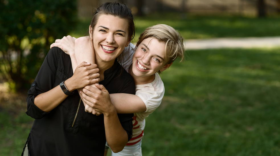 Sister Gives Brother Hand